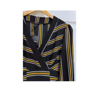 Forever 21 wrap blouse striped yellow and black